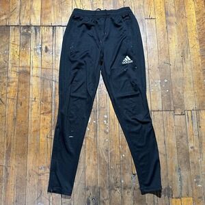 adidas Track Pants‎ Men's S Black Tapered Leg Elastic Waist Drawstring Ankle Zip